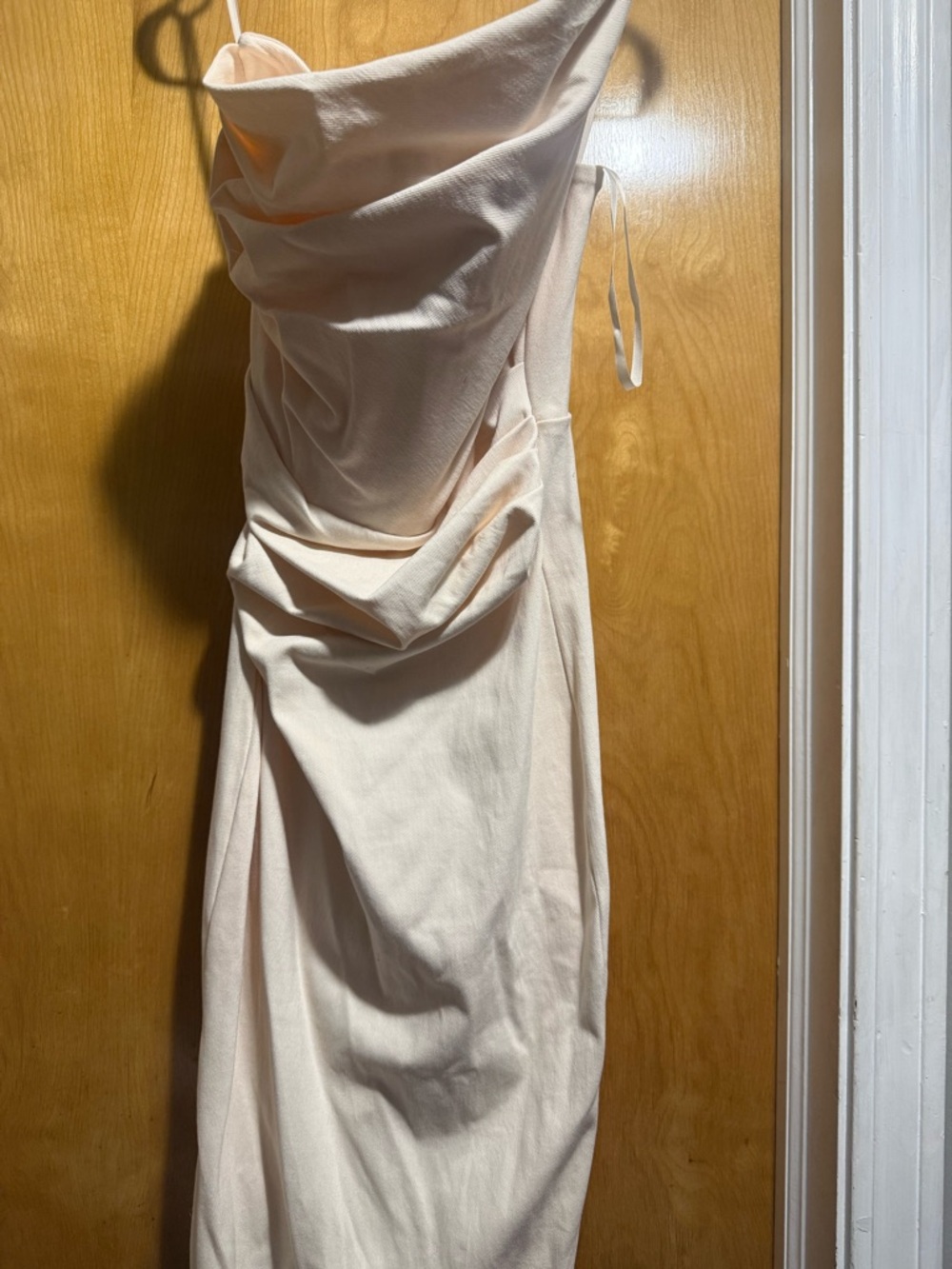 JLUXLABEL Strapless Draped Cowl Dress in Blush